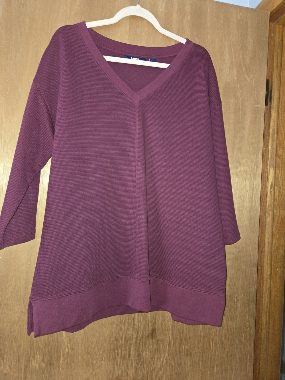 Lands' End Women's V-Neck Tunic Sweater — Plum